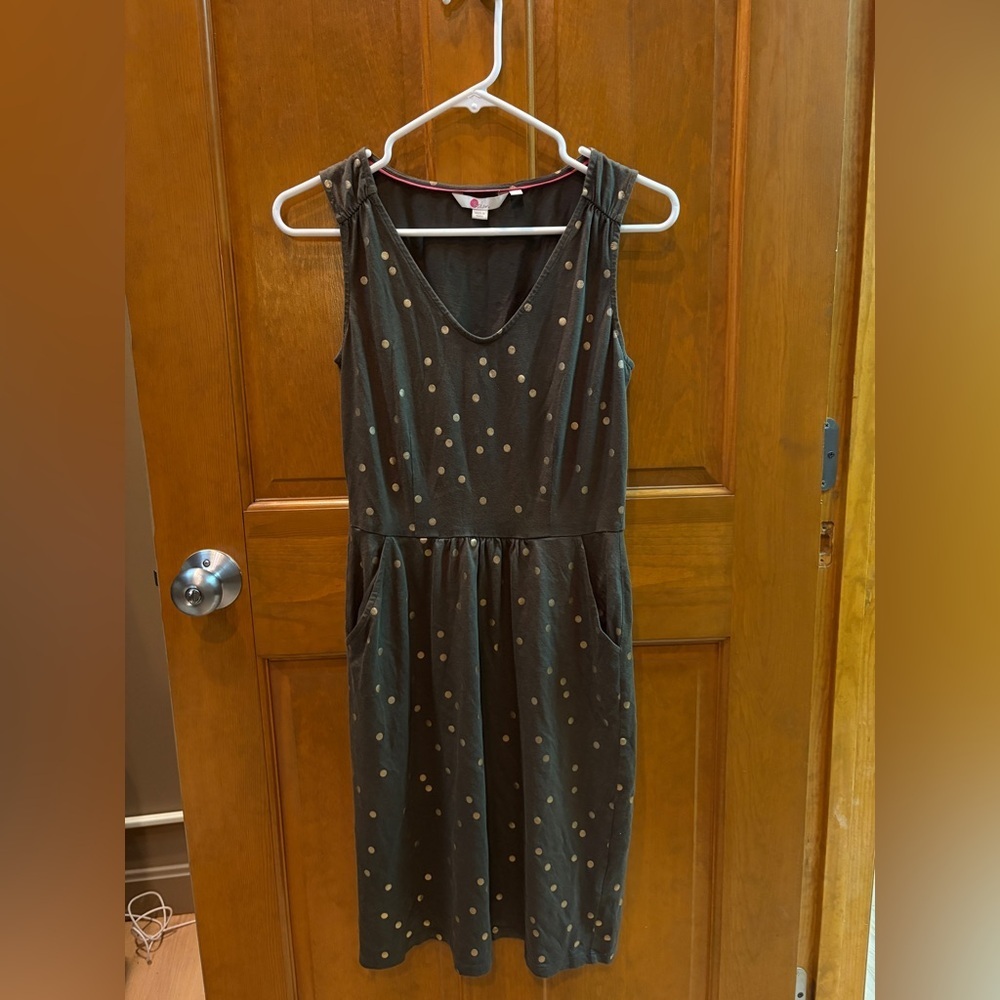 Boden Women’s Melinda Jersey Dress Size 4 Green & Gold Polka Dot - Picture 8 of 13